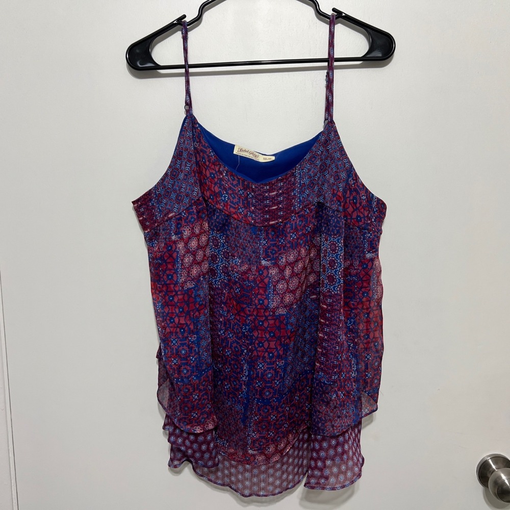 Faded Glory Womens Geometric Patchwork‎ Tank Top Size XXL Purple Layered Boho